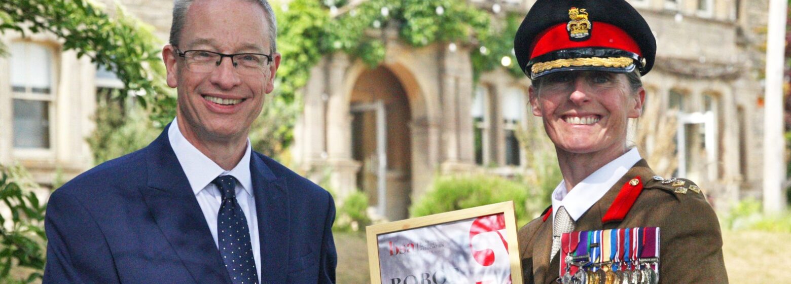 Robin Fletcher, BOBOR Director, welcomes Brigadier Caroline Woodbridge-Lewin MBE as BOBOR Honorary Patron
